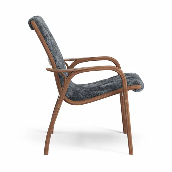Laminett Armchair Lacquered Walnut/Coal/Sheepskin