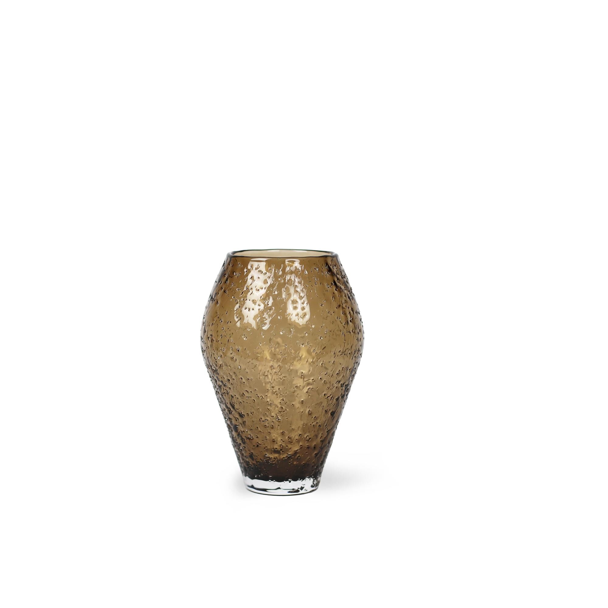 Crushed Glass Vase Lille Sepia Brown