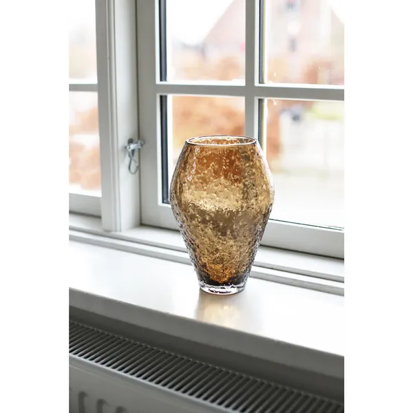 Crushed Glass Vase Small Sepia Brown