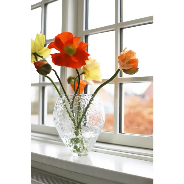 Crushed Glass Vase Medium Clear