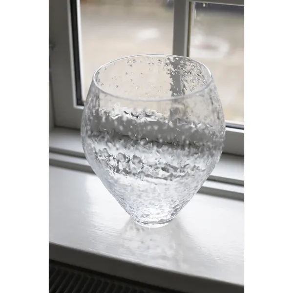 Crushed Glass Vase Medium Clear