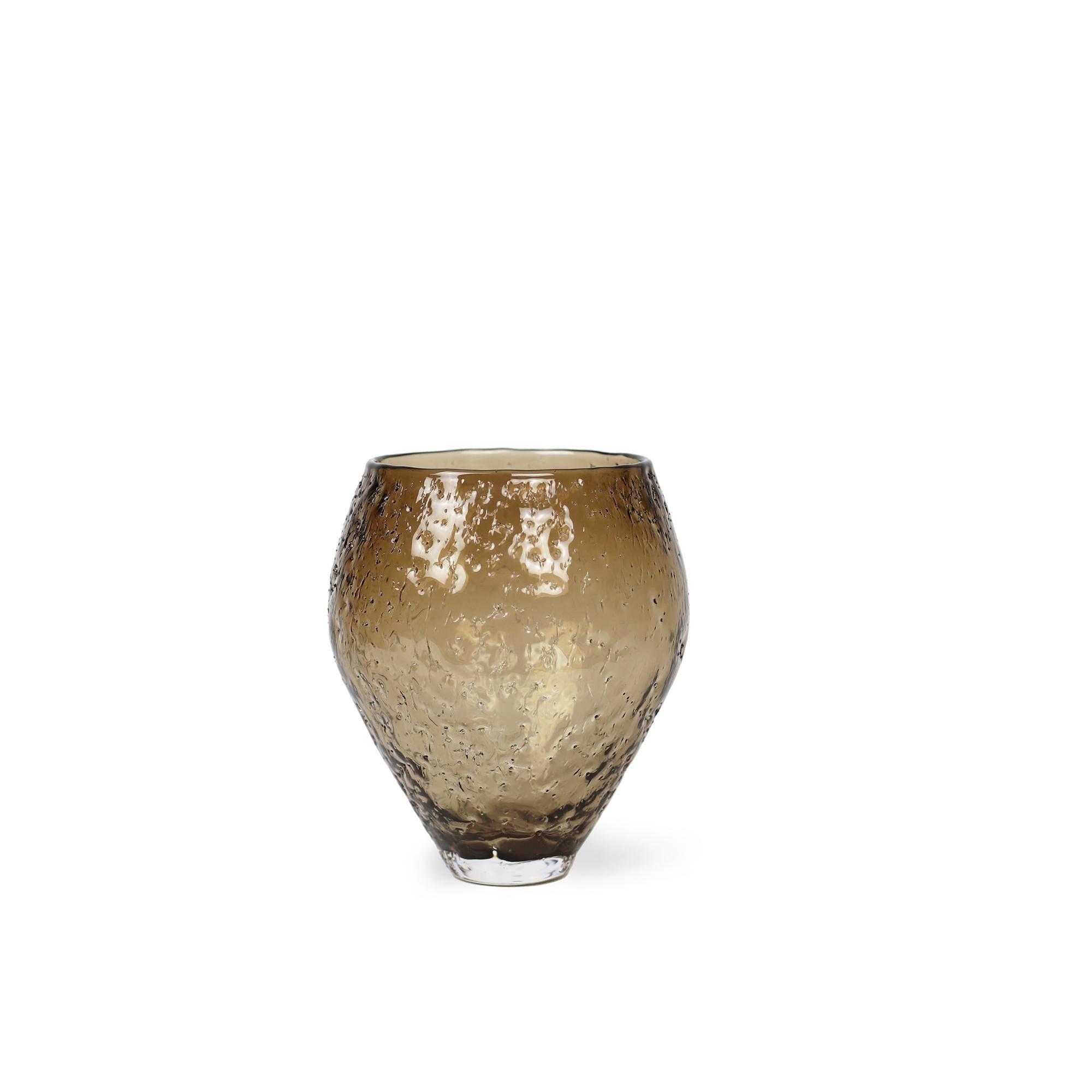 Crushed Glass Vase Medium Sepia Brown