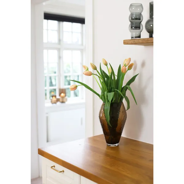 Crushed Glass Vase Large Sepia Brown