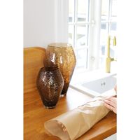 Crushed Glass Vase Large Sepia Brown