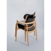 Hybride Eetkamerstoel Gestoffeerd Geolied Eiken/Calvados Leer