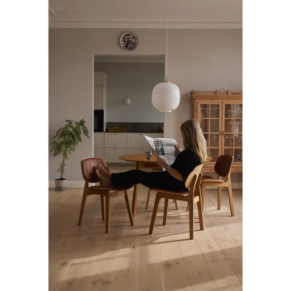 Pandora Eetkamerstoel Bekleed met Geolied Eikenhout/donkerbruin Leer