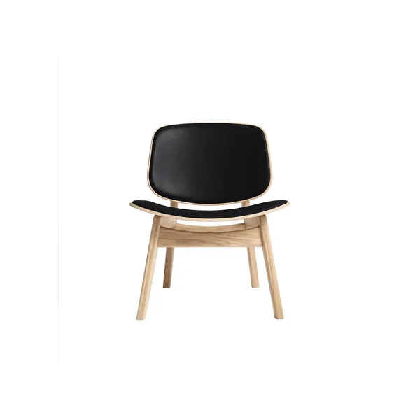 Pandora Armchair Upholstered Soap Treated Oak/ Black Leather