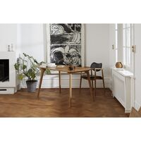 Salon Eetkamerstoel Gestoffeerd Geolied Eikenhout/Donkerbruin Leer