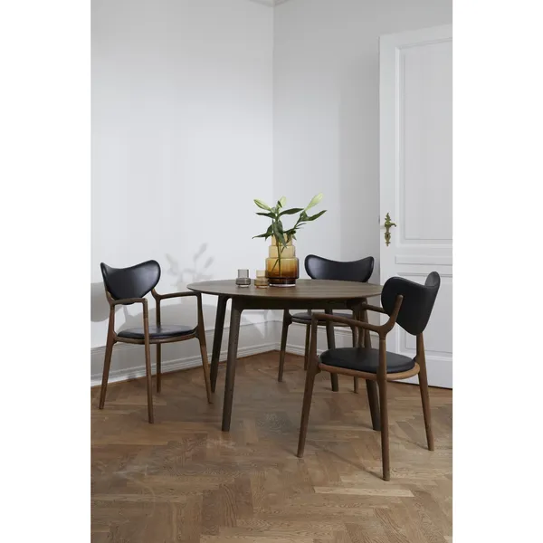 Salon Eetkamerstoel Gestoffeerd Geolied Eikenhout/Zwart Leer