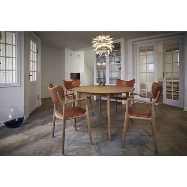 Salon Eetkamerstoel Gestoffeerd Geolied Eikenhout/Zwart Leer