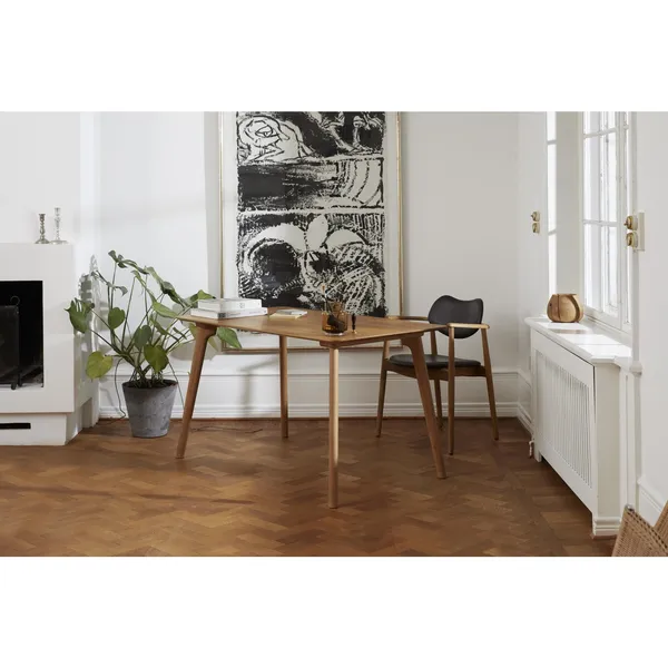 Salon Eetkamerstoel Gestoffeerd Gerookt Eiken/Calvados Leer