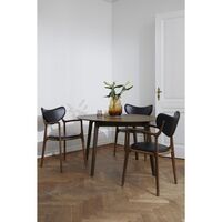 Salon Eetkamerstoel Gestoffeerd Gerookt Eiken/Donkerbruin Leer