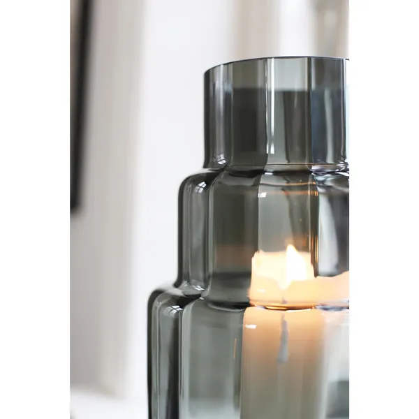 Hurricane Reflections Vase/Candlestick Smoked Gray