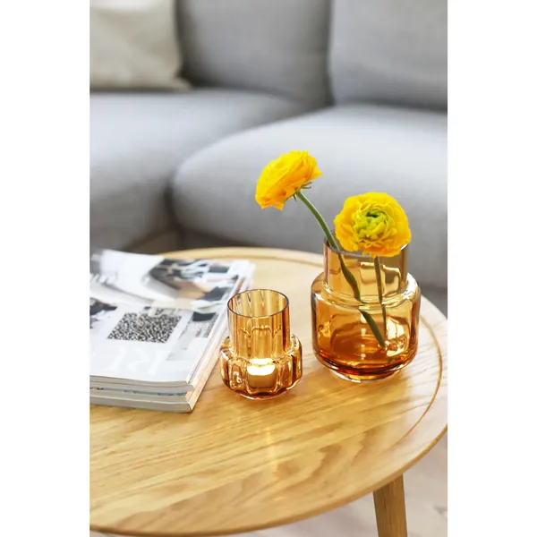 Hurricane Reflections Vase/Candlestick Smoked Gray