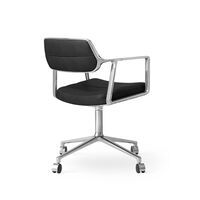453 Svingstol med Hjul Aluminium/ Sort Skinn