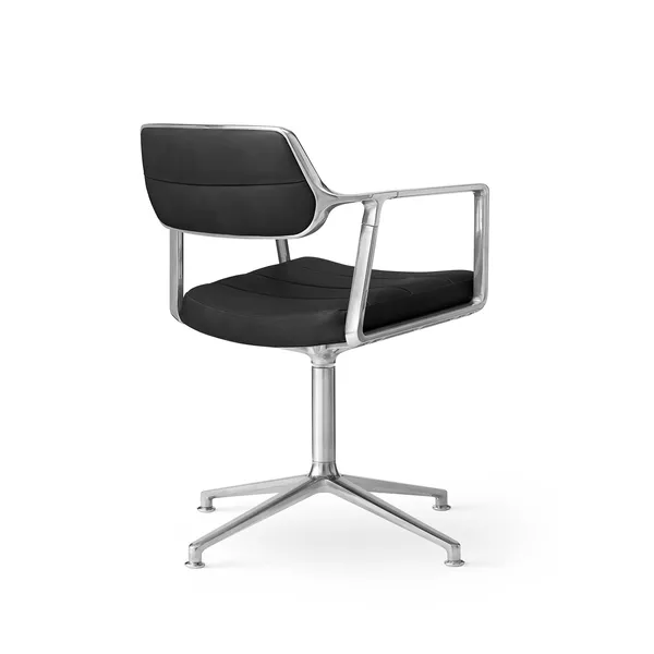 453 Svingstol med Gulvglidere Aluminium/ Sort Skinn