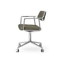 453 Svingstol med Hjul i Aluminium/Bosco Grønn Skinn