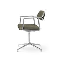 453 Drehstuhl mit Bodengleitern Aluminium/Bosco Grün Leder