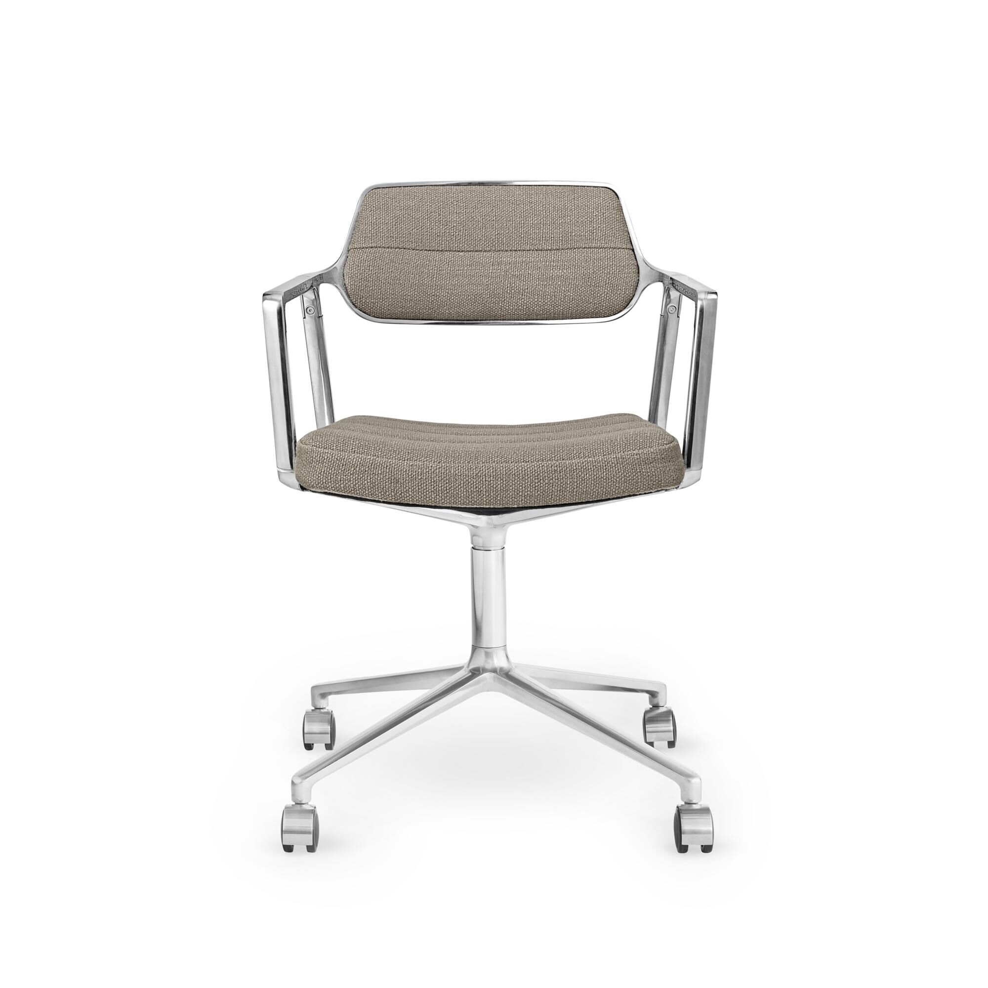 453 Svingstol med Hjul Aluminium/ Mørk Sand Tekstil