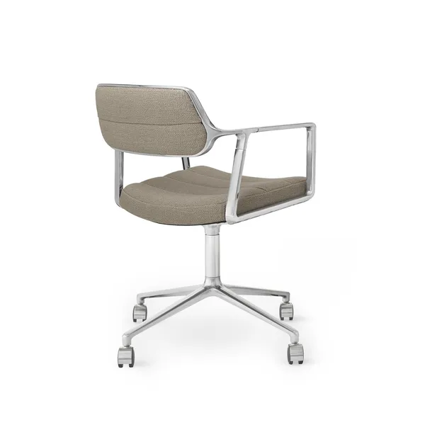 453 Svingstol med Hjul Aluminium/ Mørk Sand Tekstil