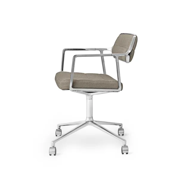 453 Svingstol med Hjul Aluminium/ Mørk Sand Tekstil