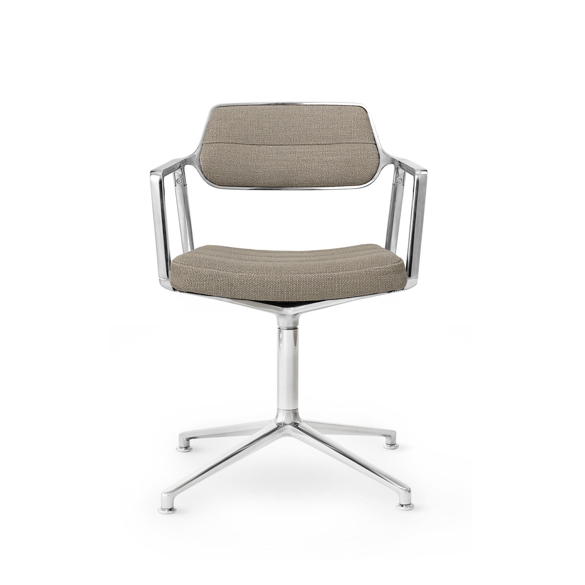 453 Swivel Drejestol med Gulvglidere Aluminium/Mrk Sand Tekstil