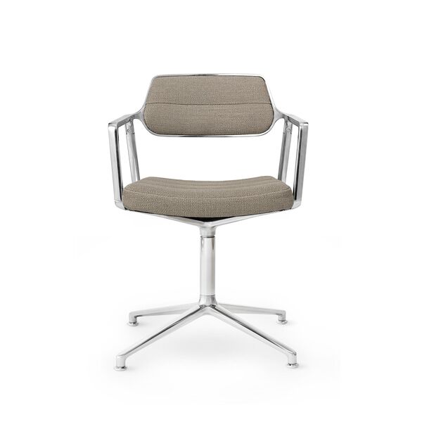 453 Snurrstol med Golvglidfästen Aluminium/ Sandfärgad Textil