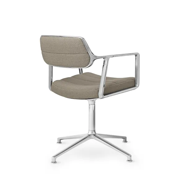 453 Drehstuhl mit Bodengleitern Aluminium/Dark Sand Textil