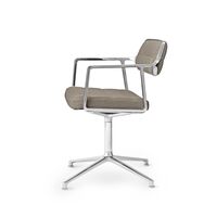 453 Drehstuhl mit Bodengleitern Aluminium/Dark Sand Textil