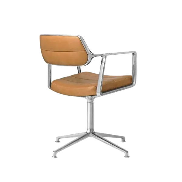 453 Drehstuhl mit Bodengleitern Aluminium/Camel/Leder