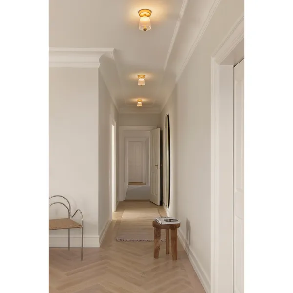 Asteea Plafondlamp, Satijn Messing/ Geribbeld, Helder