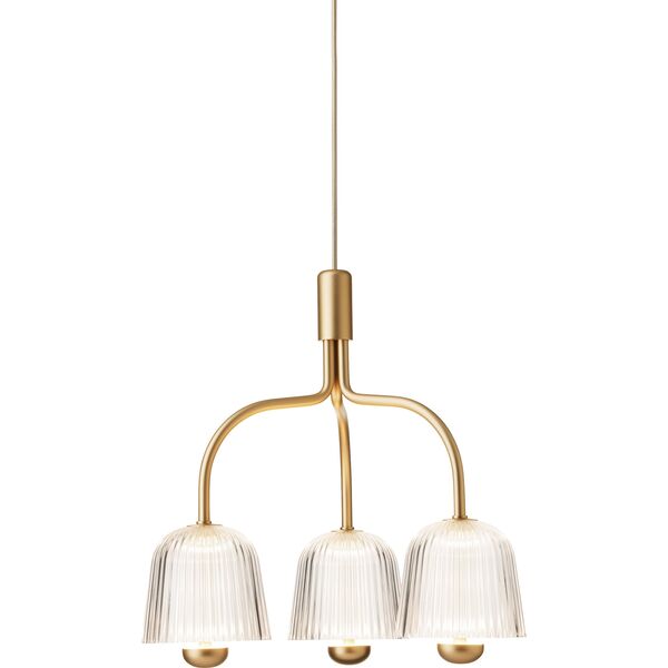 Asteea 3 Taklampe Sateng Messing/ Riflet Klar