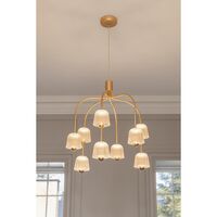Asteea 9 Kronleuchter, Messing Satin/Klar