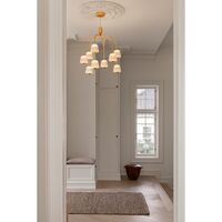 Asteea 9 Kronleuchter, Messing Satin/Klar