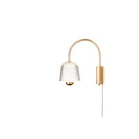 Asteea Wandlamp, Satijn Messing/ Geribbeld, Helder