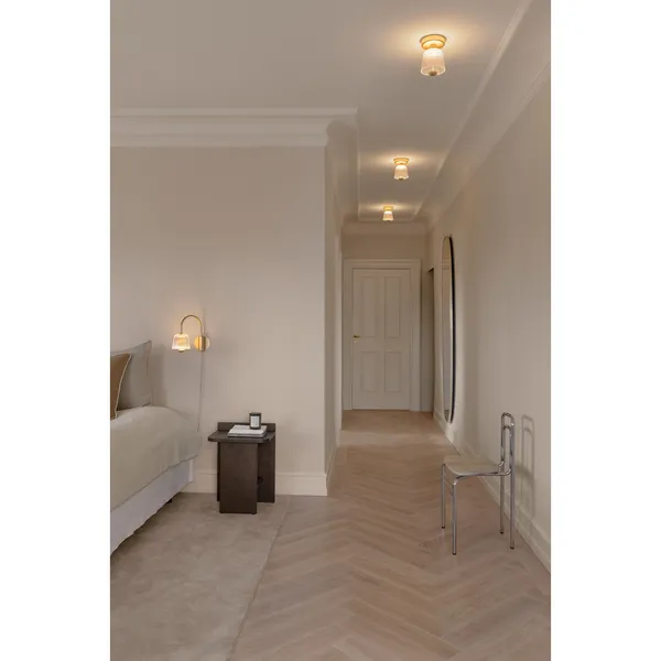 Asteea Wandlamp, Satijn Messing/ Geribbeld, Helder