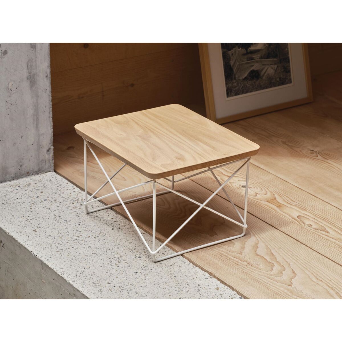 Table de chevet/table d'appoint Occasional Table LTR Châtaignier naturel/Acier inoxydable
