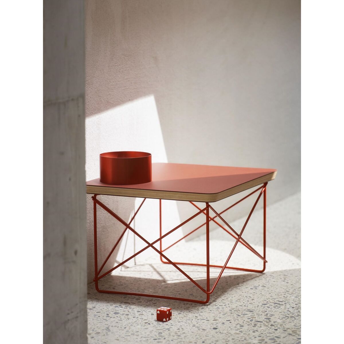 Occasional Table LTR Bedside Table/Side Table Dark Brick/Eames Classic Red