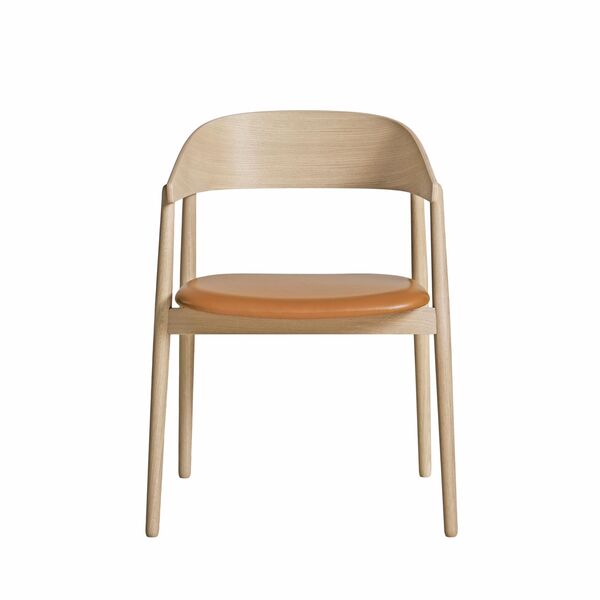 Sedia da Pranzo AC2 in Rovere Pigmentato Bianco/cognac