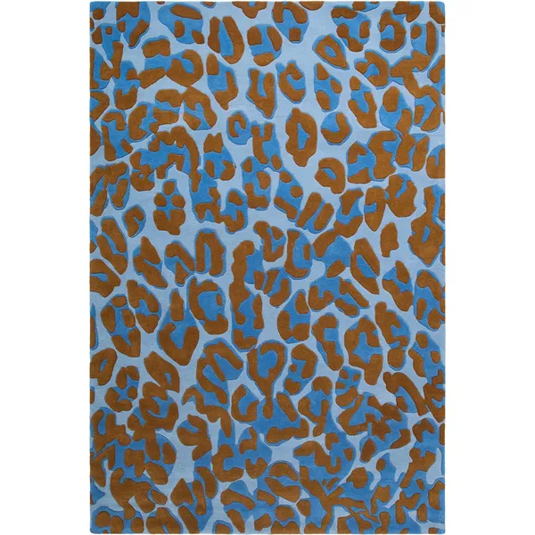 Leopard Teppich 300x400 cm Blau