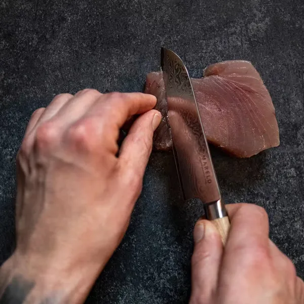 Akio Japanese Santokumesser 13 cm Helles Holz