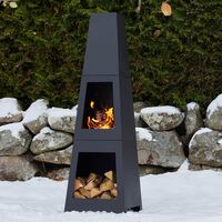 Outdoor Fireplace With Storage Black