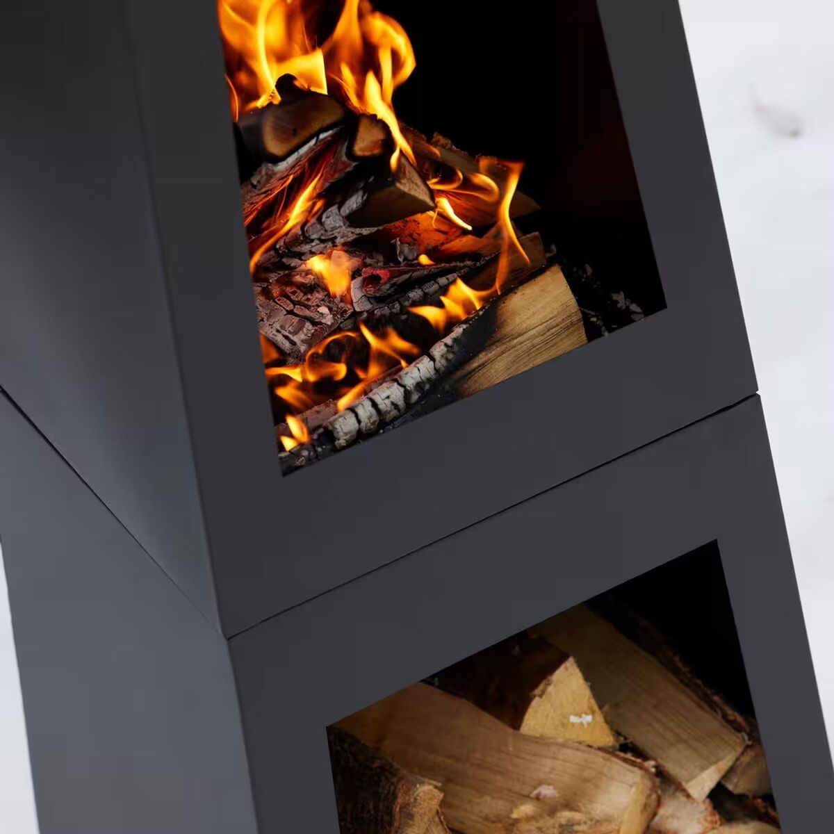 Outdoor Fireplace With Storage Black