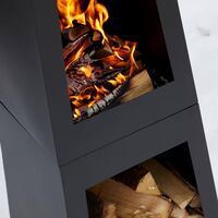 Outdoor Fireplace With Storage Black