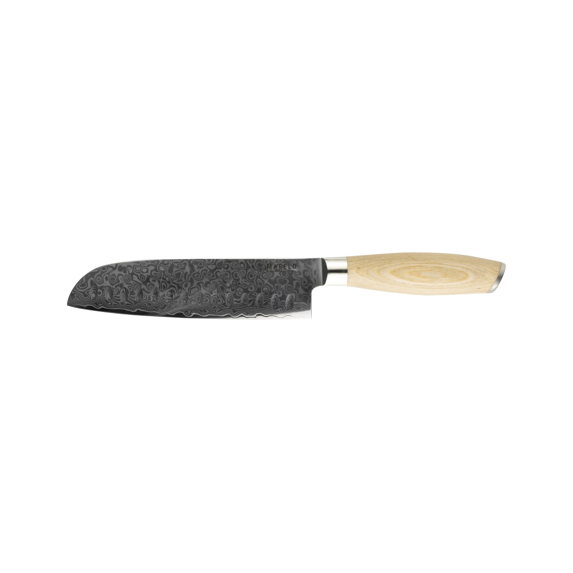 Akio Japanese Couteau Santoku Finition Olive 18 cm Bois