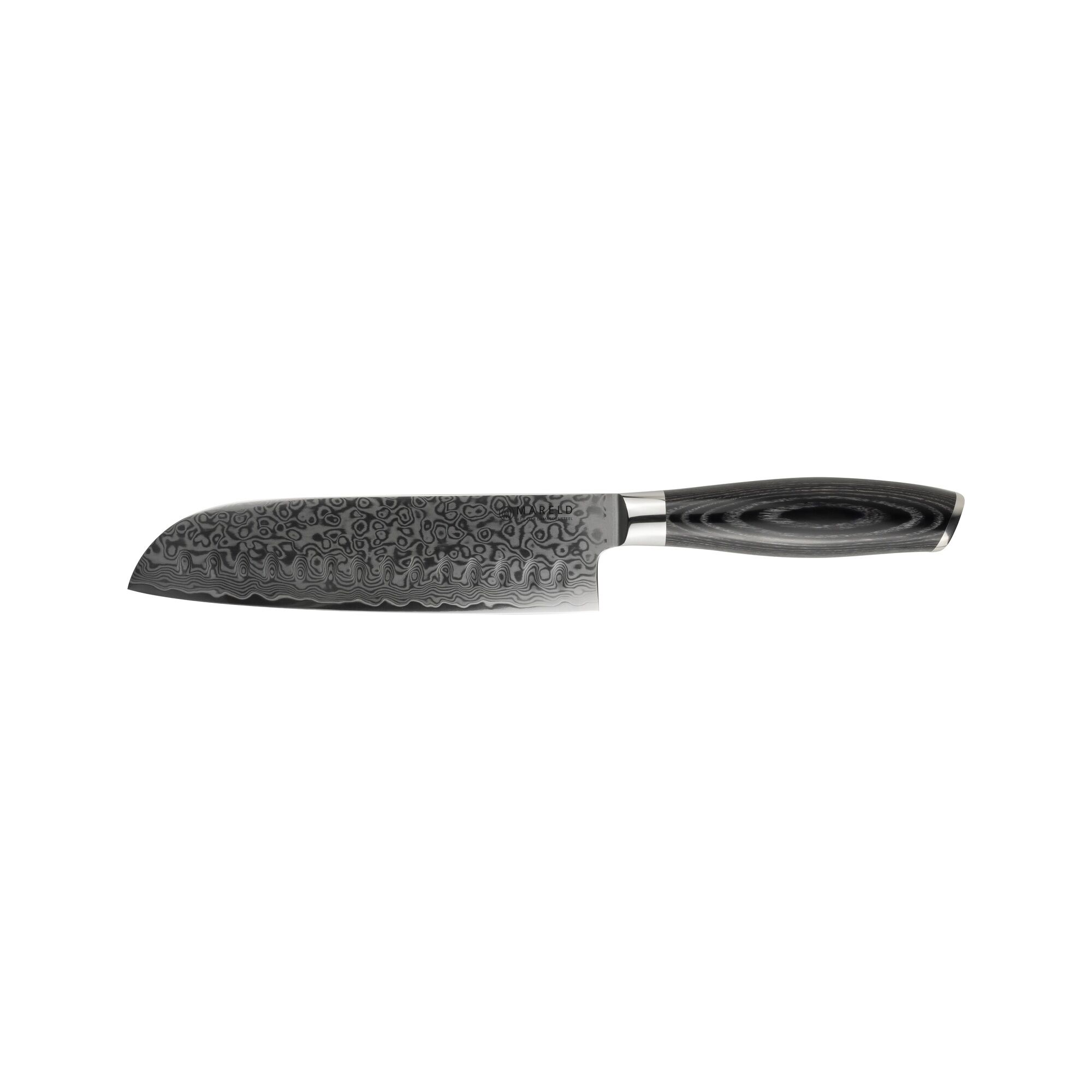 Akio Japanese Couteau Santoku Finition Olive 18 cm Noir