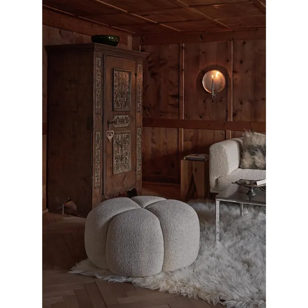 655 Pouf Wavy Off White/ Light Gray