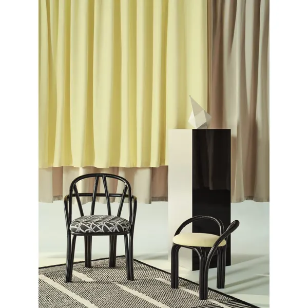 Bistra Dining Chair With Armrests Ebony Painted Rattan/Reales Limonta 003