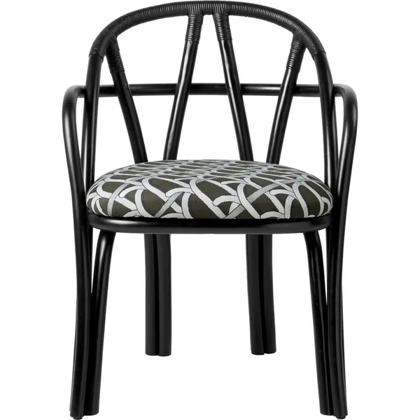 Bistra Dining Chair With Armrests Ebony Painted Rattan/Reales Limonta 003