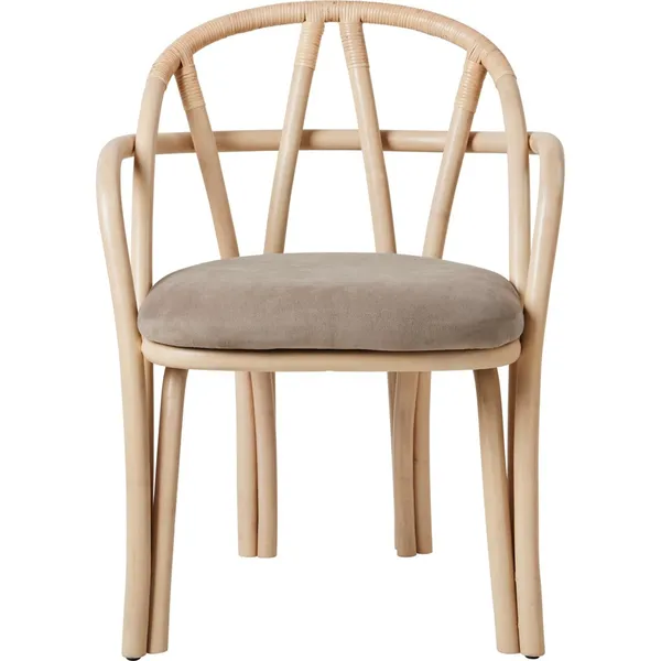 Bistra Dining Chair With Armrests Natural Lacquered Rattan/Fustagno Limonta 002
